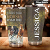Camellia Personalized Horse Id Rather Where Wild Horses Roam Free Stainless Steel Tumbler - Customized Double-Walled Insulation Travel Thermal Cup With Lid Gift For Horse Rider Cowboy Cowgirl