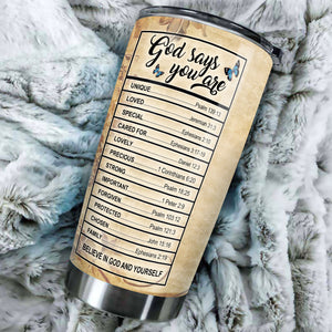 Camellia Personalized Faith God Says You Are Sunflower Stainless Steel Tumbler-Thermal Flask Travel Therma Cup With Lid