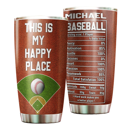 Camellia Persionalized Golf Happy Place Stainless Steel Tumbler - Customized Double - Walled Insulation Thermal Cup With Lid Gift For Golf Lover