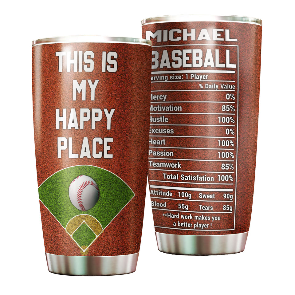 Camellia Persionalized Golf Happy Place Stainless Steel Tumbler - Customized Double - Walled Insulation Thermal Cup With Lid Gift For Golf Lover