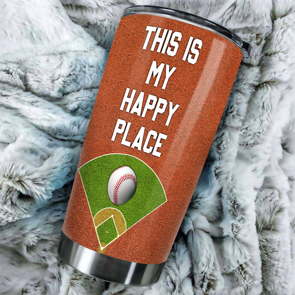 Camellia Persionalized Golf Happy Place Stainless Steel Tumbler - Customized Double - Walled Insulation Thermal Cup With Lid Gift For Golf Lover