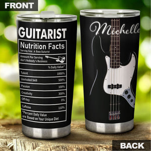 Camellia Personalized Bass Guitar Facts Stainless Steel Tumbler - Double-Walled Insulation Vacumm Flask - Gift For Guitar Players, Guitar Lovers, Music Fans