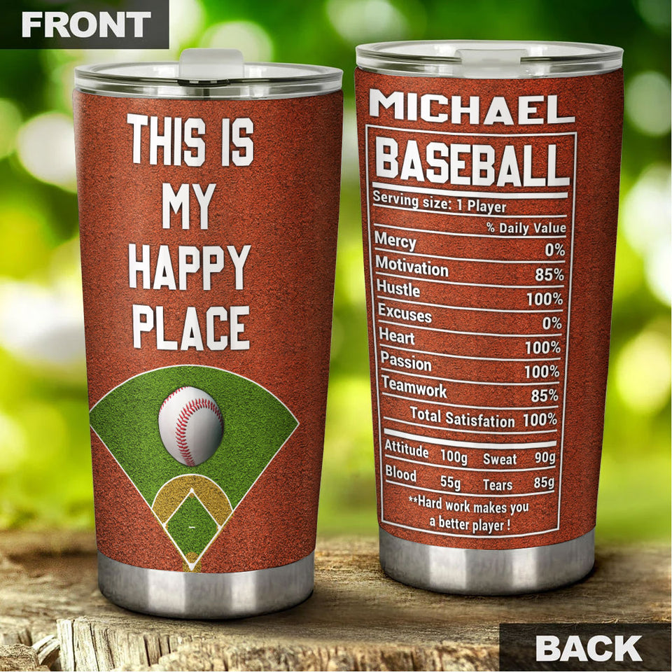 Camellia Persionalized Golf Happy Place Stainless Steel Tumbler - Customized Double - Walled Insulation Thermal Cup With Lid Gift For Golf Lover