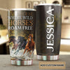 Camellia Personalized Horse Id Rather Where Wild Horses Roam Free Stainless Steel Tumbler - Customized Double-Walled Insulation Travel Thermal Cup With Lid Gift For Horse Rider Cowboy Cowgirl