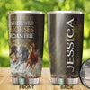 Camellia Personalized Horse Id Rather Where Wild Horses Roam Free Stainless Steel Tumbler - Customized Double-Walled Insulation Travel Thermal Cup With Lid Gift For Horse Rider Cowboy Cowgirl