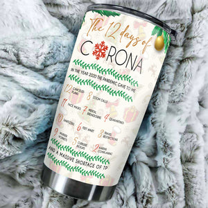 Camellia Personalized Christmas The 12 Days Of Corona Stainless Steel Tumbler - Customized Double-Walled Insulation Travel Thermal Cup With Lid