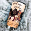 Camellia Personalized Black Women Under God Stainless Steel - Double-Walled Insulation Vacumm Flask - Gift For Black Queen, International Women's Day, Hippie Girls