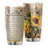 Camellia Personalized Faith God Says You Are Sunflower Stainless Steel Tumbler-Thermal Flask Travel Therma Cup With Lid