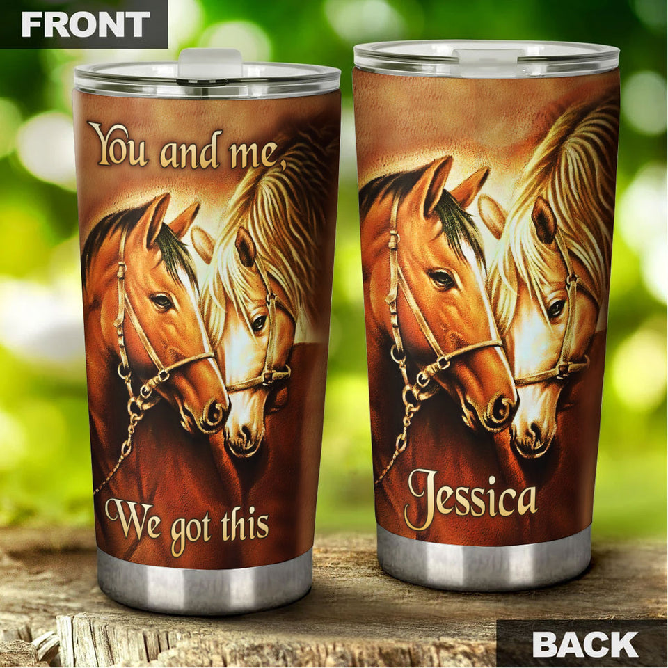Camellia Personalized Horse Couple We Got This Stainless Steel Tumbler - Double-Walled Insulation Vacumm Flask - Gift For Horse Lovers, Cowgirls, Cowboys, Perfect Christmas, Thanksgiving Gift