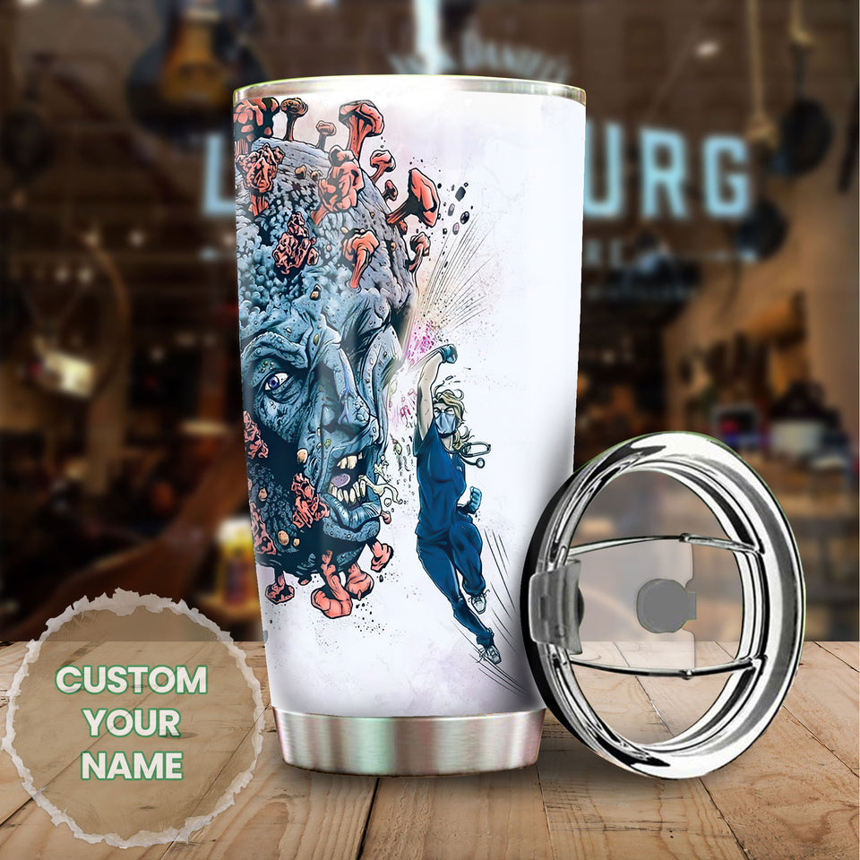 Camellia Personalized Brave Nurse Facts Stainless Steel Tumbler - Double-Walled Insulation Vacumm Flask - Gift For Nurse, Nurse Day 12th May
