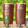 Camellia Persionalized Golf Happy Place Stainless Steel Tumbler - Customized Double - Walled Insulation Thermal Cup With Lid Gift For Golf Lover
