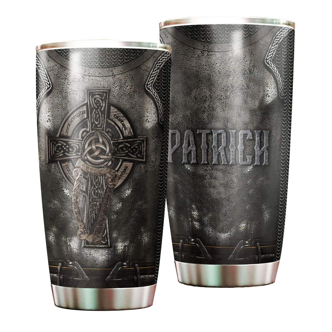 Camellia Persionalized Irish Armor Stainless Steel Tumbler - Customized Double - Walled Insulation Travel Thermal Cup With Lid