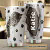 Camellia Personalized Cute Kittie Stainless Steel Tumbler-Double-Walled Insulation Cup With Lid Gift For Cat Lover Mom Cat