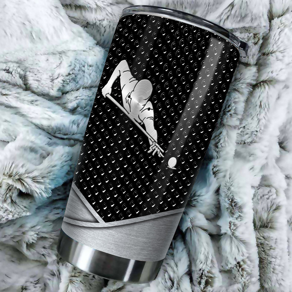 Camellia Personalized Man Plays Billiard Stainless Steel Tumbler-Vacuum Sealed Gift For Male Golf Player