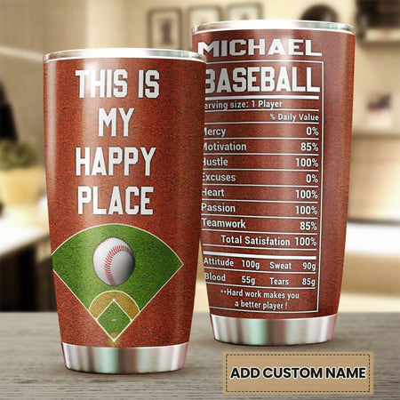 Camellia Persionalized Golf Happy Place Stainless Steel Tumbler - Customized Double - Walled Insulation Thermal Cup With Lid Gift For Golf Lover