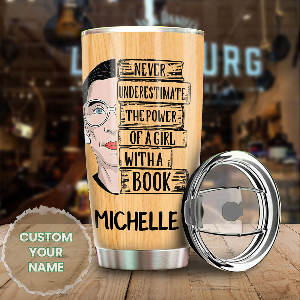 Camellia Personalized Book Reading Power Nutrition Facts Stainless Steel Tumbler - Double-Walled Insulation Vacumm Flask - Gift For Book Lovers, Nerd, International Book Day