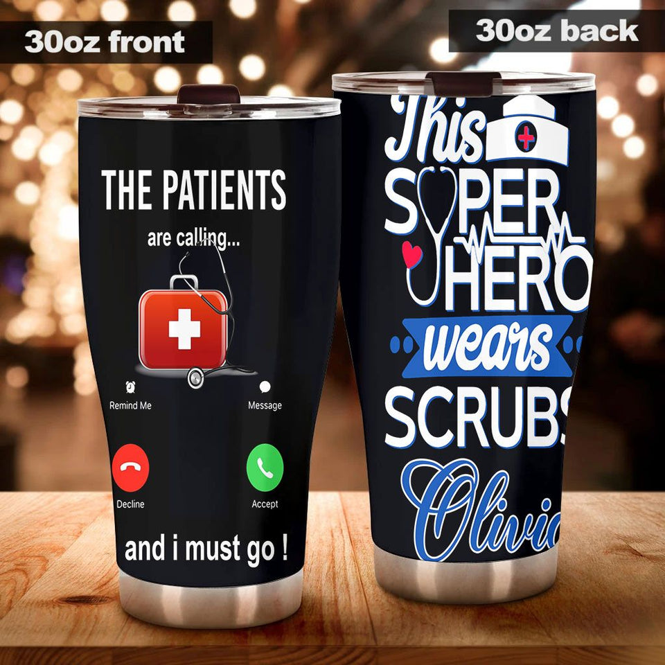 Camellia Personalized Nurse The Patient Are Calling Stainless Steel Tumbler - Double-Walled Insulation Vacumm Flask - Gift For Nurse, Christmas Gift, International Nurses Day