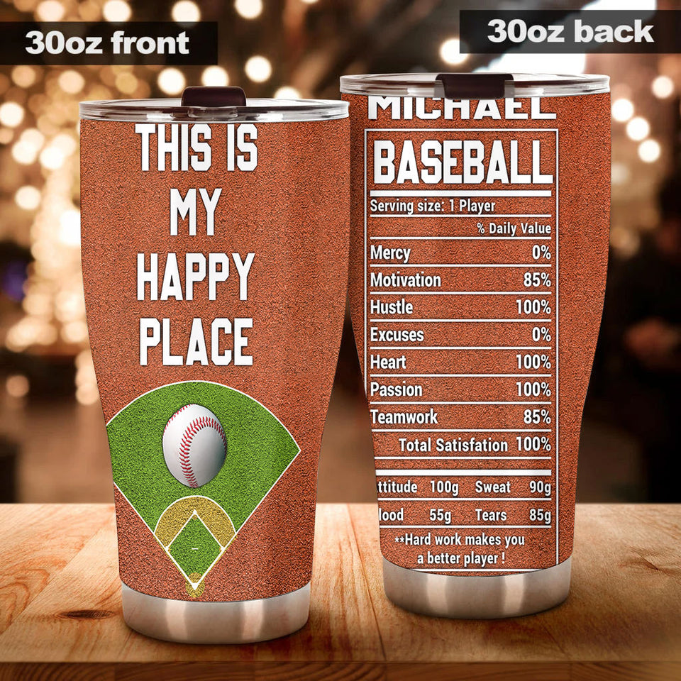 Camellia Persionalized Golf Happy Place Stainless Steel Tumbler - Customized Double - Walled Insulation Thermal Cup With Lid Gift For Golf Lover