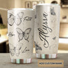 Camellia Personalized Butterfly Faith Hope Love White Stainless Steel Tumbler-Double-Walled Travel Therma Cup With Lid 01