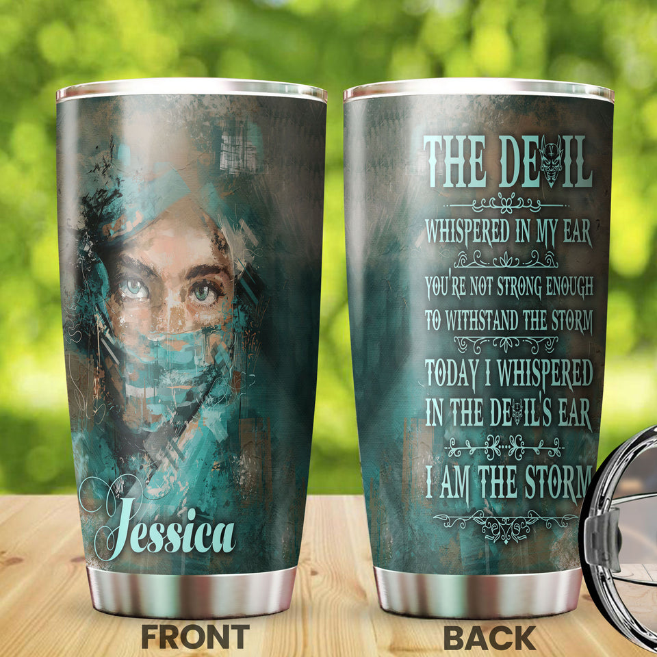Camellia Personalized Nurse Storm Stainless Steel Tumbler - Double-Walled Insulation Vacumm Flask - Gift For Nurse, Christmas Gift, International Nurses Day