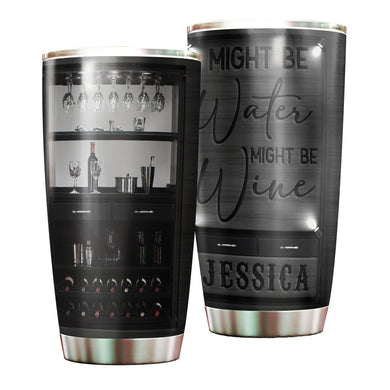 Camellia Persionalized 3D Dark Wine Bar Might Be Water Might Be Wine Stainless Steel Tumbler - Customized Double - Walled Insulation Travel Thermal Cup With Lid Gift For Wine Lover