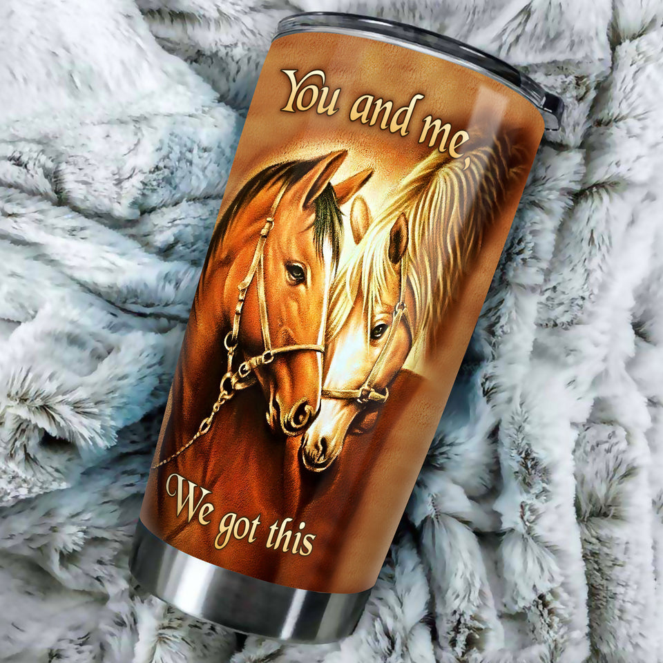 Camellia Personalized Horse Couple We Got This Stainless Steel Tumbler - Double-Walled Insulation Vacumm Flask - Gift For Horse Lovers, Cowgirls, Cowboys, Perfect Christmas, Thanksgiving Gift