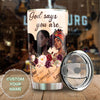 Camellia Personalized Black Women Under God Stainless Steel - Double-Walled Insulation Vacumm Flask - Gift For Black Queen, International Women's Day, Hippie Girls