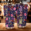 Camellia Personalized Flower Skeleton Stainless Steel Tumbler - Customized Double-Walled Insulation Travel Thermal Cup With Lid