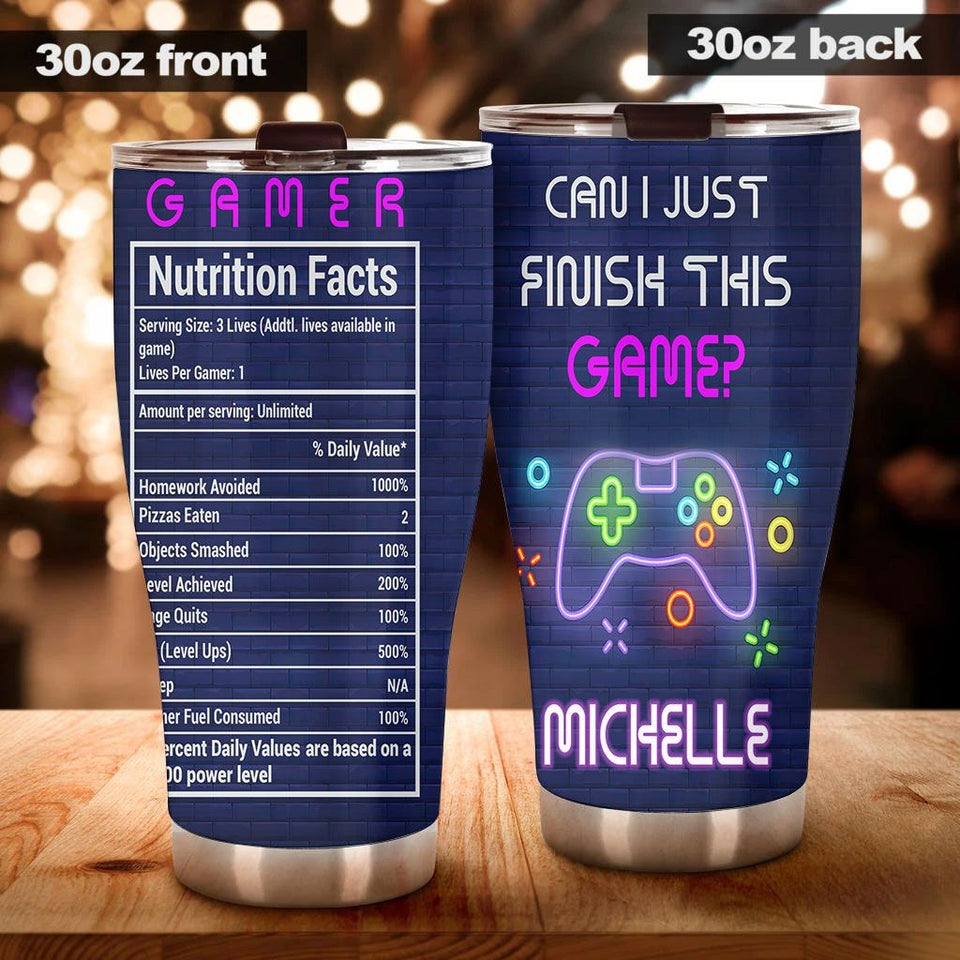 Camellia Personalized Gamer Nutrition Facts  Stainless Steel Tumbler-Thermal Flask Travel Therma Cup With Lid Gift For Gamer 02