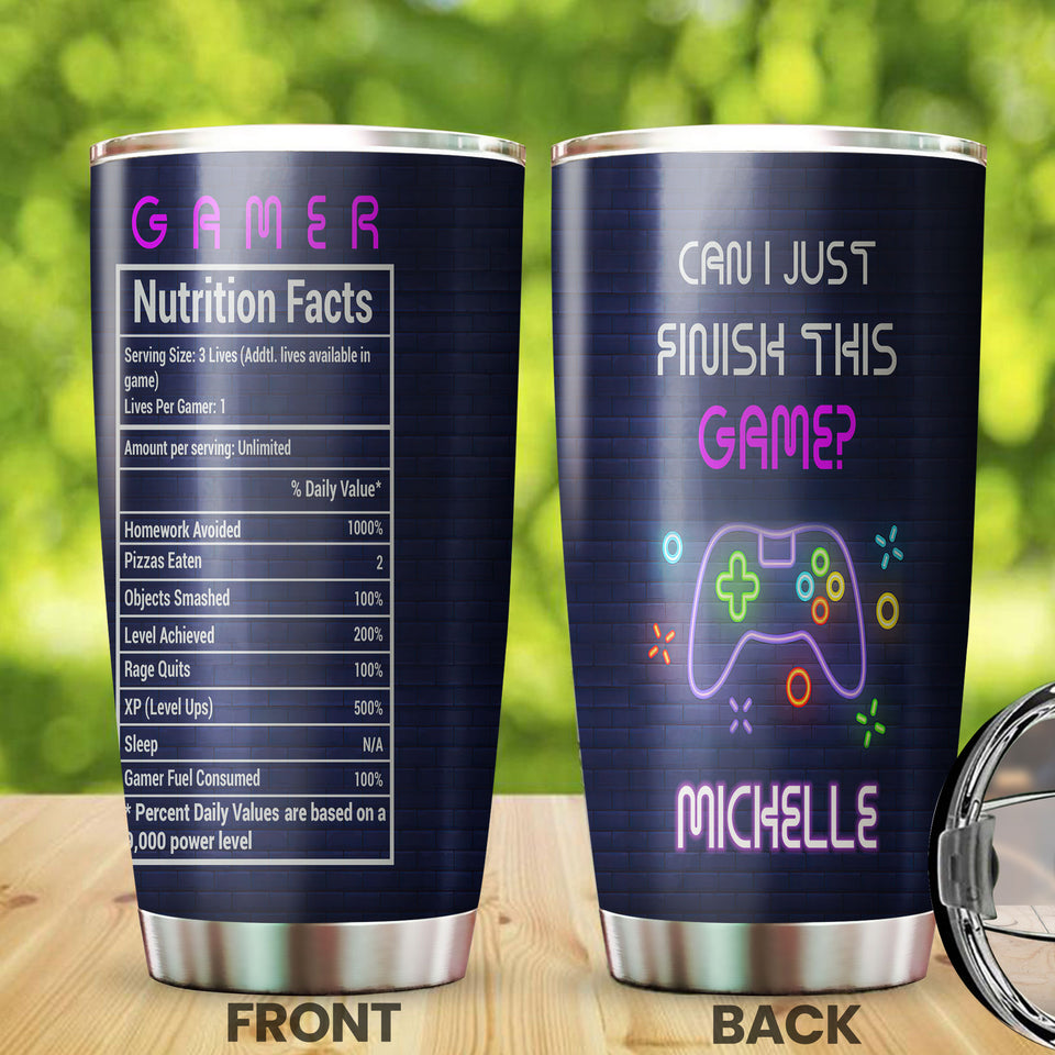 Camellia Personalized Gamer Nutrition Facts  Stainless Steel Tumbler-Thermal Flask Travel Therma Cup With Lid Gift For Gamer 02