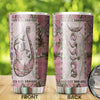 Camellia Persionalized Pink Fishing Hook Stainless Steel Tumbler - Customized Double - Walled Insulation Travel Thermal Cup With Lid Gift For Fisherman