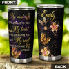 Camellia Personalized Butterfly  My Mind Still Talk To You Stainless Steel Tumbler - Double-Walled Insulation Vacumm Flask - For Thanksgiving, Memorial Day, Christians, Christmas Gift