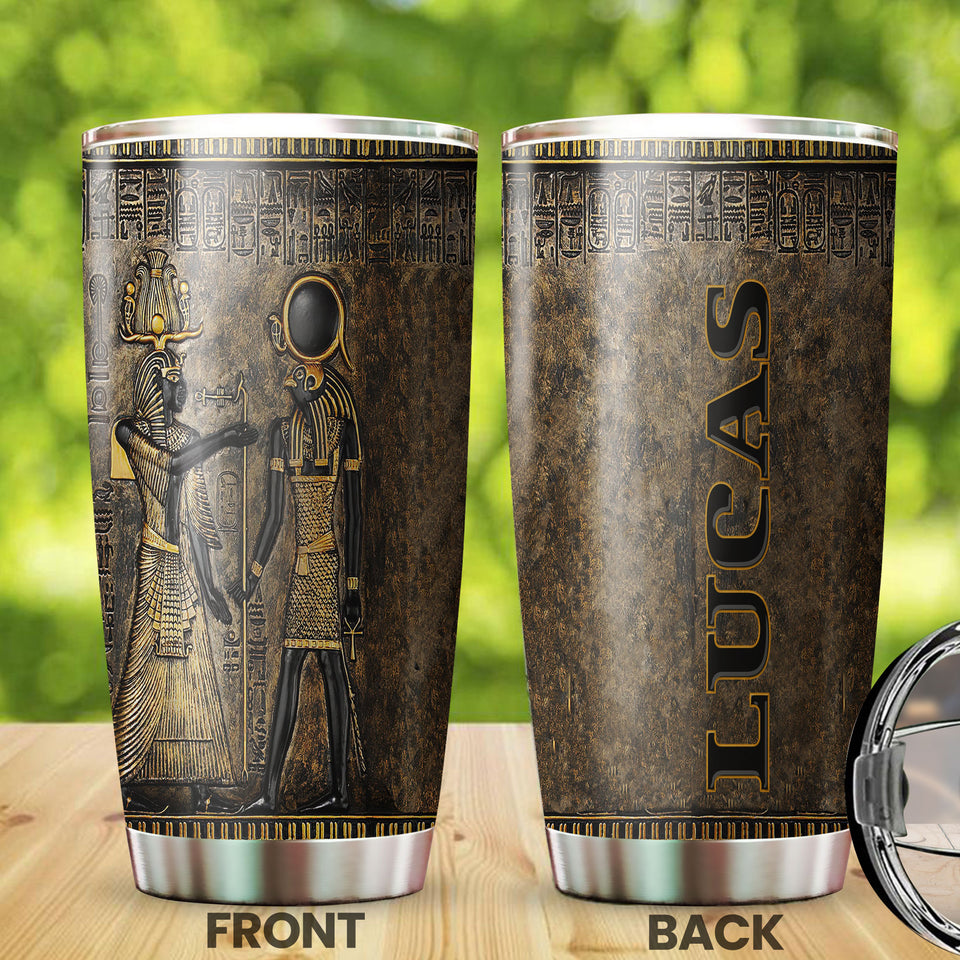Camellia Personalized Mental Style Ancient EgyptStainless Steel Tumbler-Double-Walled Insulation Travel Cup With Lid 02