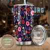 Camellia Personalized Flower Skeleton Stainless Steel Tumbler - Customized Double-Walled Insulation Travel Thermal Cup With Lid