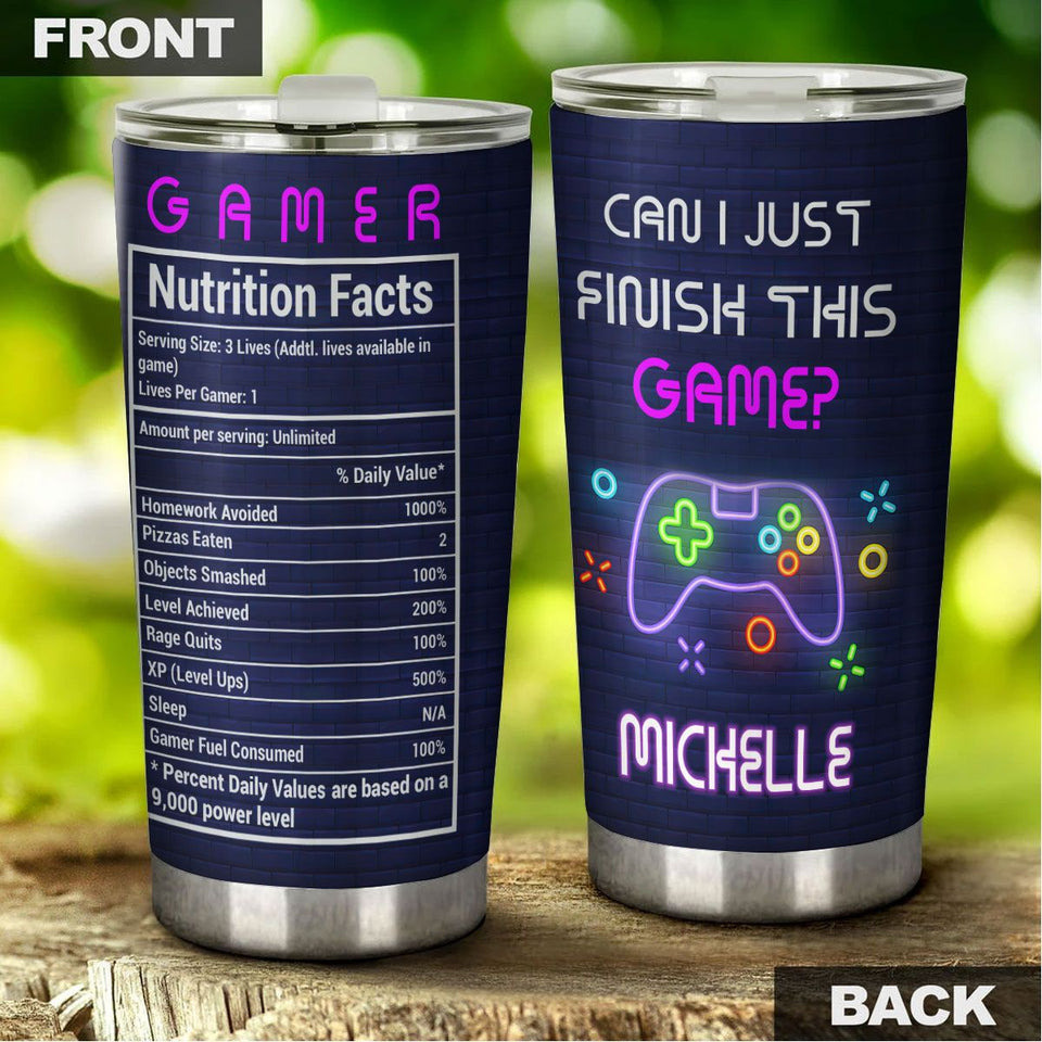 Camellia Personalized Gamer Nutrition Facts  Stainless Steel Tumbler-Thermal Flask Travel Therma Cup With Lid Gift For Gamer 02
