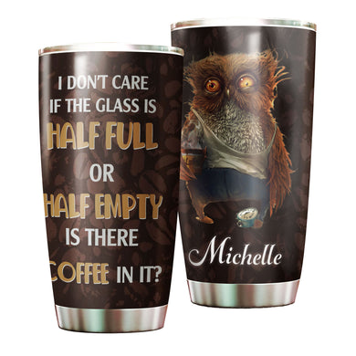 Camellia Personalized Owl Is There Coffee In It Stainless Steel Tumbler - Customized Double-Walled Insulation Travel Thermal Cup With Lid Gift For Coffee Lover