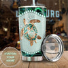 Camellia Personalized Turtle Mom And Baby Stainless Steel Tumbler-Thermal Flask Travel Therma Cup With Lid