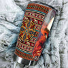 Camellia Personalized Native American Embroidery Stainless Steel Tumbler-Double-Walled Insulation Travel Cup With Lid 01