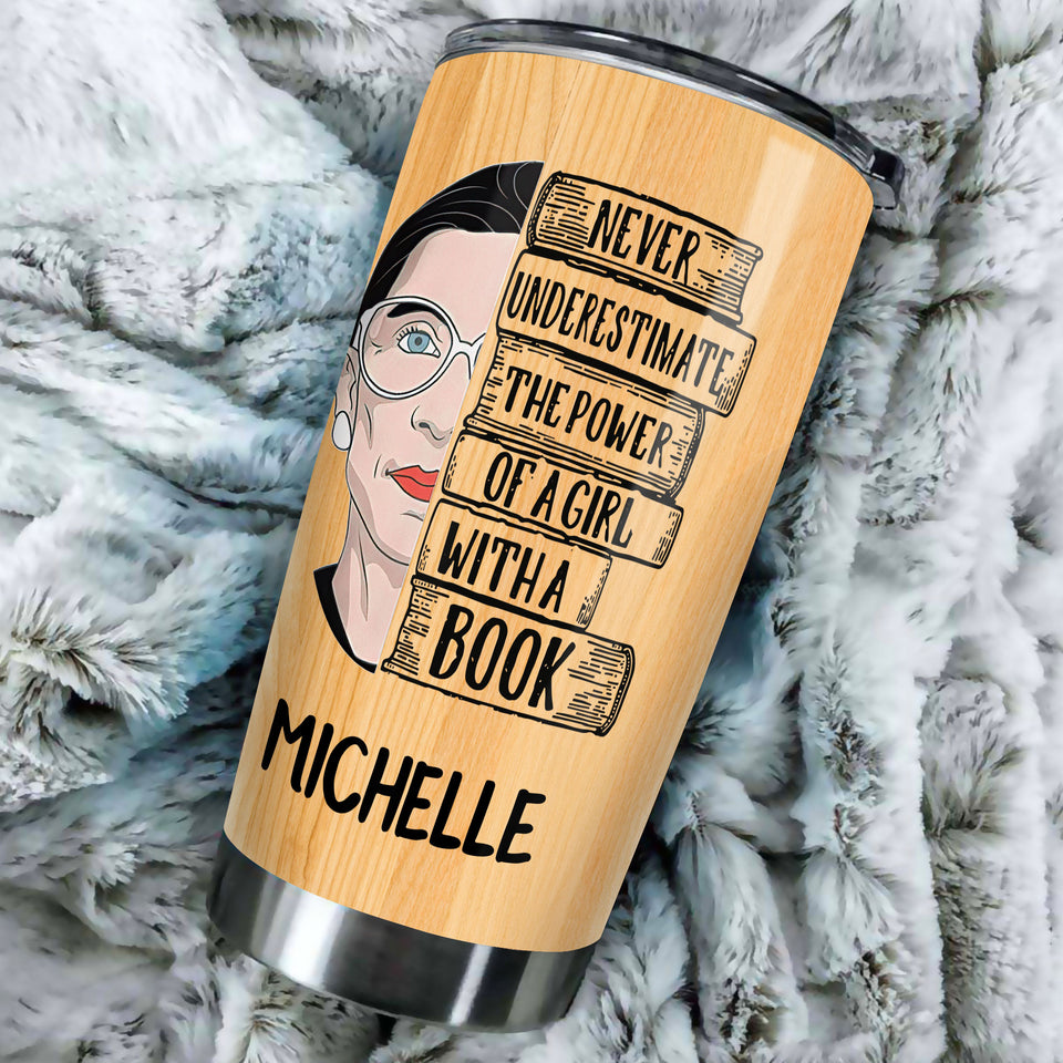 Camellia Personalized Book Reading Power Nutrition Facts Stainless Steel Tumbler - Double-Walled Insulation Vacumm Flask - Gift For Book Lovers, Nerd, International Book Day