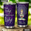 Camellia Personalized Mandala Girl Your Vibe Attracts Your Tribe Stainless Steel Tumbler-Sweat-Proof Double Wall Travel Cup With Lid