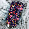 Camellia Personalized Flower Skeleton Stainless Steel Tumbler - Customized Double-Walled Insulation Travel Thermal Cup With Lid