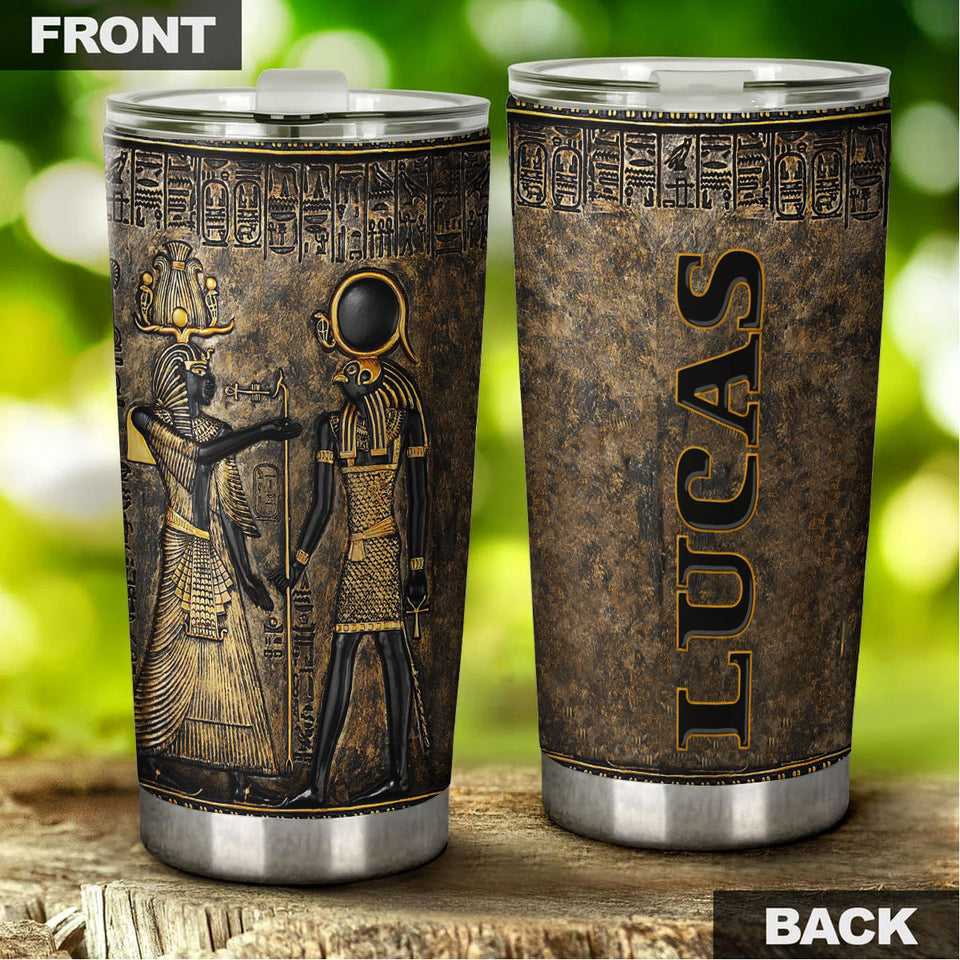 Camellia Personalized Mental Style Ancient EgyptStainless Steel Tumbler-Double-Walled Insulation Travel Cup With Lid 02