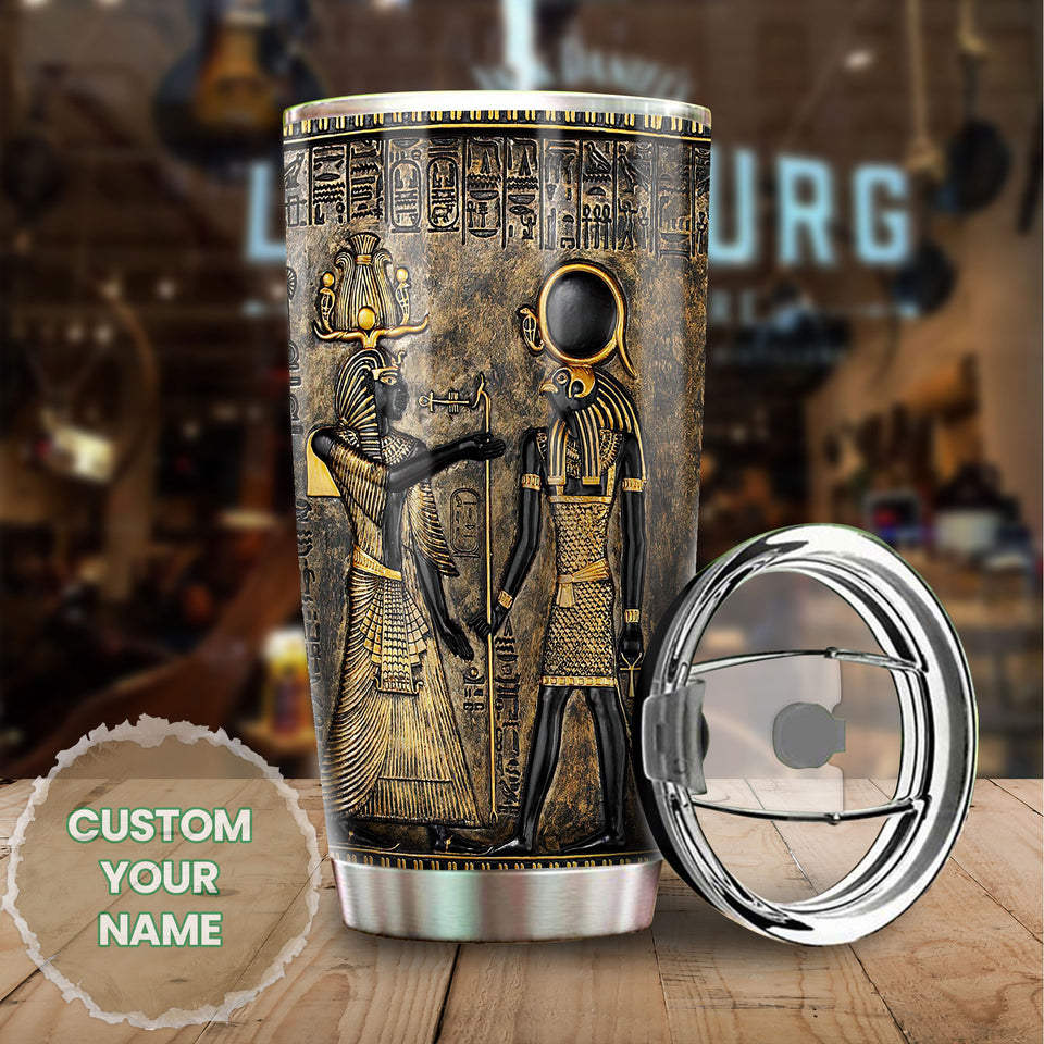 Camellia Personalized Mental Style Ancient EgyptStainless Steel Tumbler-Double-Walled Insulation Travel Cup With Lid 02