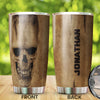 Camellia Personalized Bone Texture Skull Stainless Steel Tumbler - Double-Walled Insulation Vacumm Flask - Gift For Halloween, Skull Fans