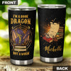 Camellia Personalized I'm A Book Dragon Stainless Steel Tumbler - Double-Walled Insulation Vacumm Flask - Gift For Book Lovers, Nerd, International Book Day
