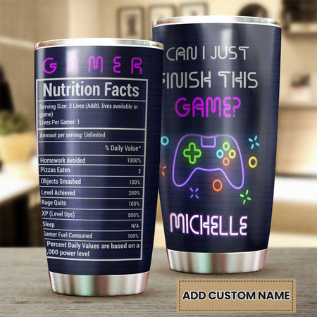 Camellia Personalized Gamer Nutrition Facts  Stainless Steel Tumbler-Thermal Flask Travel Therma Cup With Lid Gift For Gamer 02