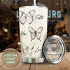 Camellia Personalized Butterfly Faith Hope Love White Stainless Steel Tumbler-Double-Walled Travel Therma Cup With Lid 01