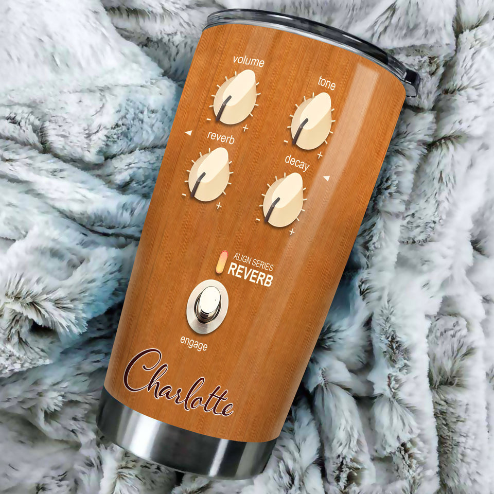 Camellia Personalized 3D Arcoustic Guitar Stainless Steel Tumbler - Customized Double-Walled Insulation Music Thermal Cup With Lid Gift For Guitarist