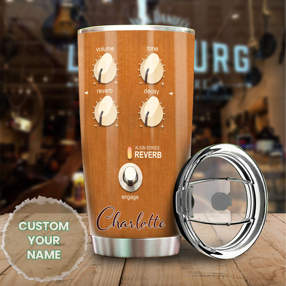Camellia Personalized 3D Arcoustic Guitar Stainless Steel Tumbler - Customized Double-Walled Insulation Music Thermal Cup With Lid Gift For Guitarist