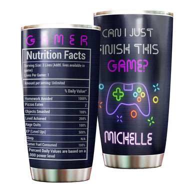 Camellia Personalized Gamer Nutrition Facts  Stainless Steel Tumbler-Thermal Flask Travel Therma Cup With Lid Gift For Gamer 02